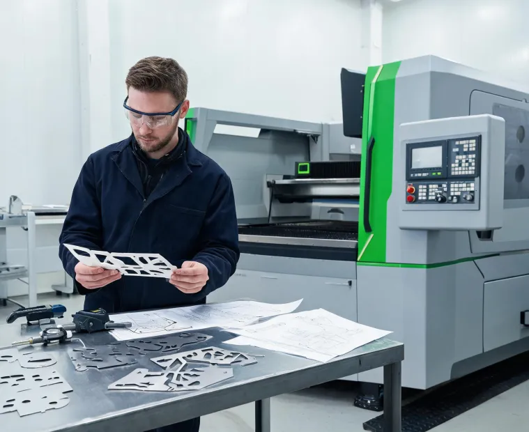 Engineer reviewing TRUMPF laser application plan